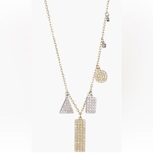 Gold Plated Sterling Silver Pave Swarovski Crystal Accented Pendant Necklace